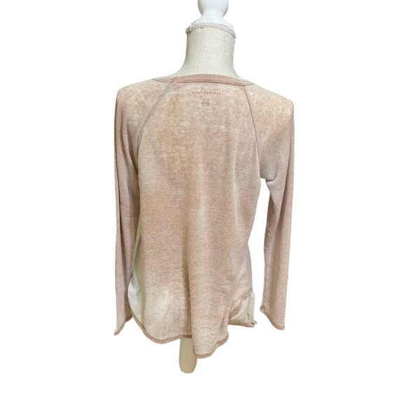 American Eagle Woman’s Med Tie Dye  Long Sleeve Waffle Print Top - Picture 2 of 8